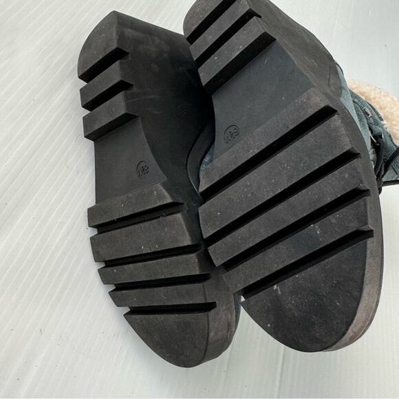 Guess Taanya lace up wedge boots blue leather upper with Sherpa upper size 8.5 - Picture 11 of 13